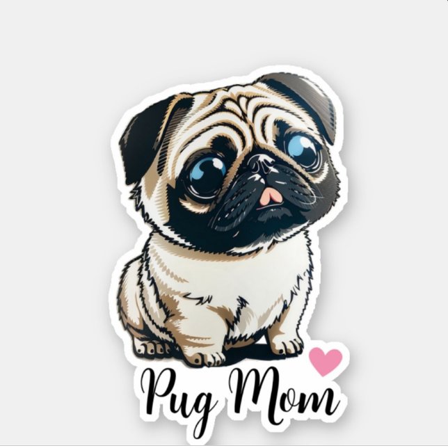 Pug Mom Heart Sticker (Creator Uploaded)