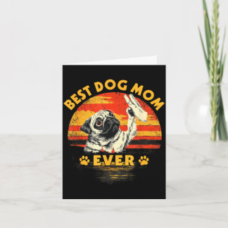 Pug mom retro sunset funny dog mother's day  card