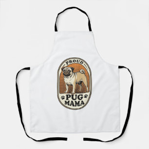 Pug Mom Shirt Vintage Engraving Dog Lover Graphic_ Apron