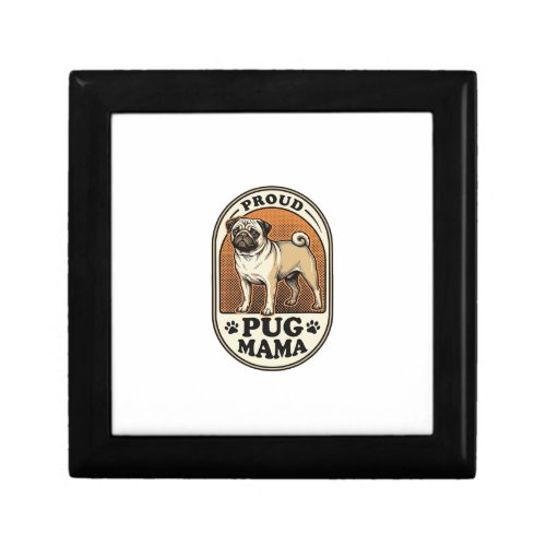 Pug Mom Shirt Vintage Engraving Dog Lover Graphic_ Gift Box