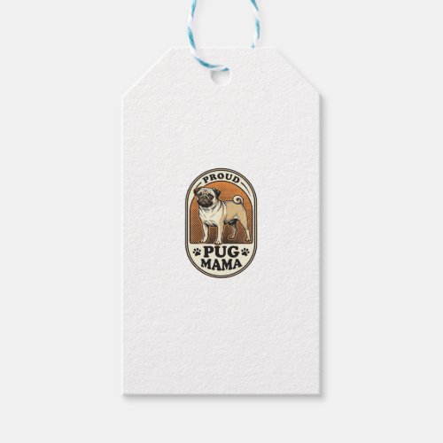Pug Mom Shirt Vintage Engraving Dog Lover Graphic_ Gift Tags