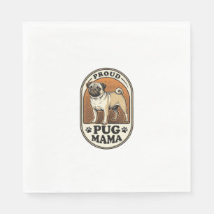 Pug Mom Shirt Vintage Engraving Dog Lover Graphic_ Napkins