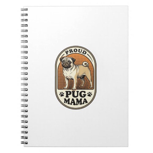 Pug Mom Shirt Vintage Engraving Dog Lover Graphic_ Notebook
