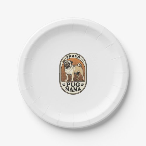 Pug Mom Shirt Vintage Engraving Dog Lover Graphic_ Paper Plates