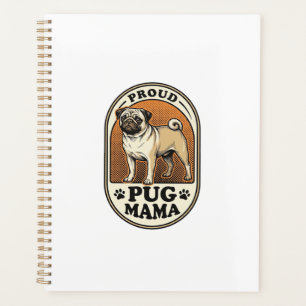 Pug Mom Shirt Vintage Engraving Dog Lover Graphic_ Planner