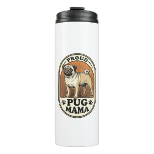 Pug Mom Shirt Vintage Engraving Dog Lover Graphic_ Thermal Tumbler