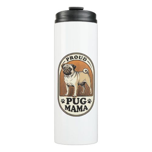 Pug Mom Shirt Vintage Engraving Dog Lover Graphic_ Thermal Tumbler