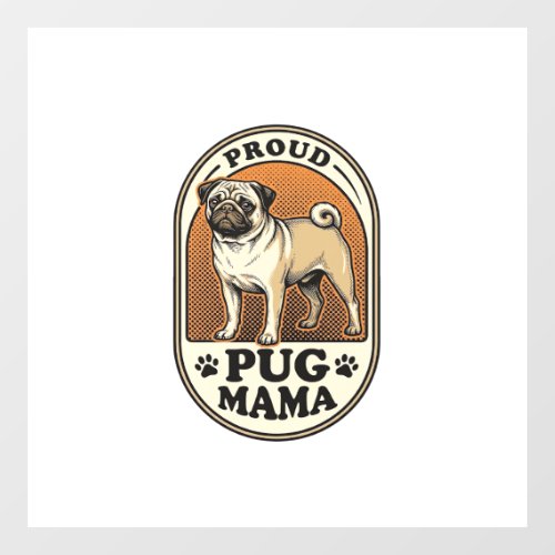 Pug Mom Shirt Vintage Engraving Dog Lover Graphic_ Window Cling