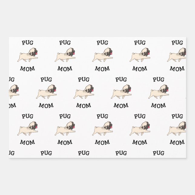 Pug Mom Wrapping Paper Sheets (Front)