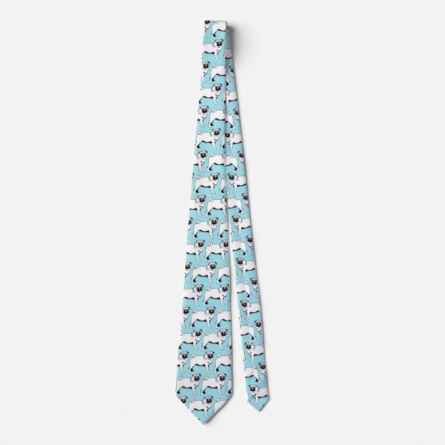 Pug Mops 2 sides printed  Neck Tie (Front)