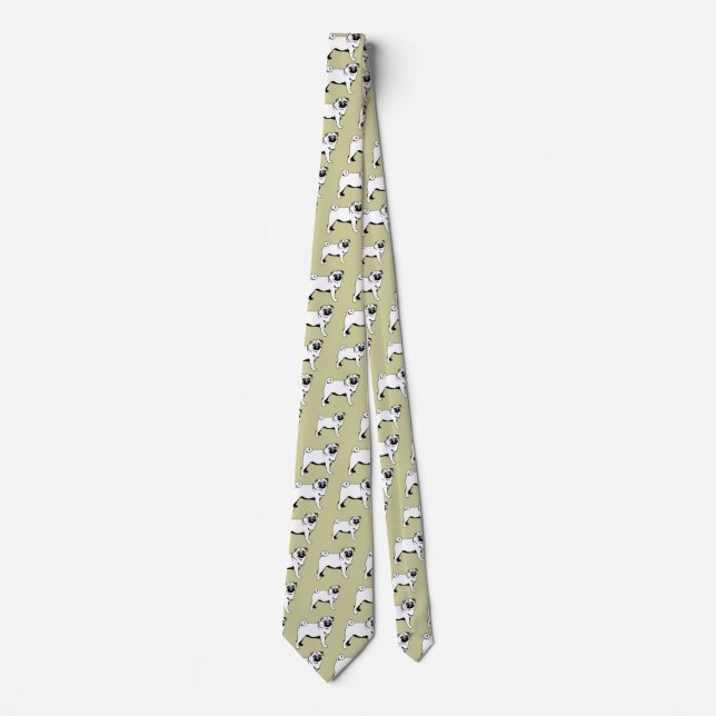 Pug Mops 2 sides printed  Neck Tie (Front)