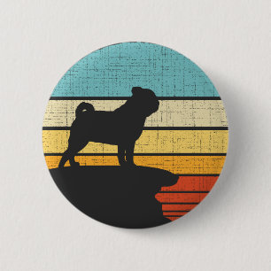  Pug Mops Carlin Retro Vintage 60s 70s Dog Lover  Button