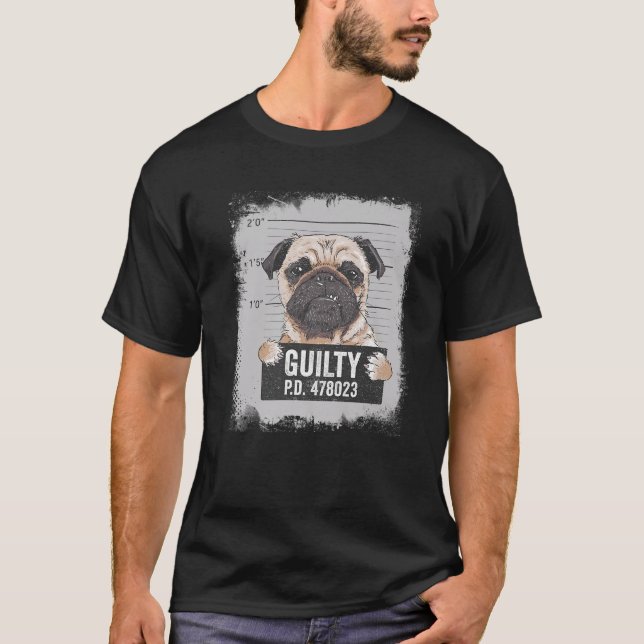 Pug Mug Shot Bad Dog T-Shirt (Front)