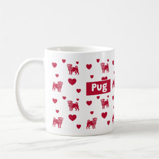 Pug Mug With Red Hearts