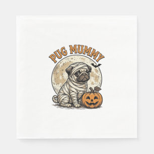 Pug Mummy Halloween Vintage Dog Shirt Design_1 Napkins