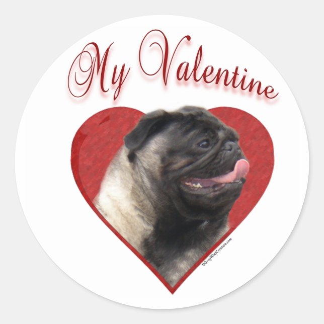 Pug My Valentine - Sticker (Front)