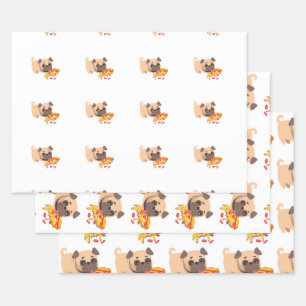 Pug n Pizza Wrapping Paper Sheet Set
