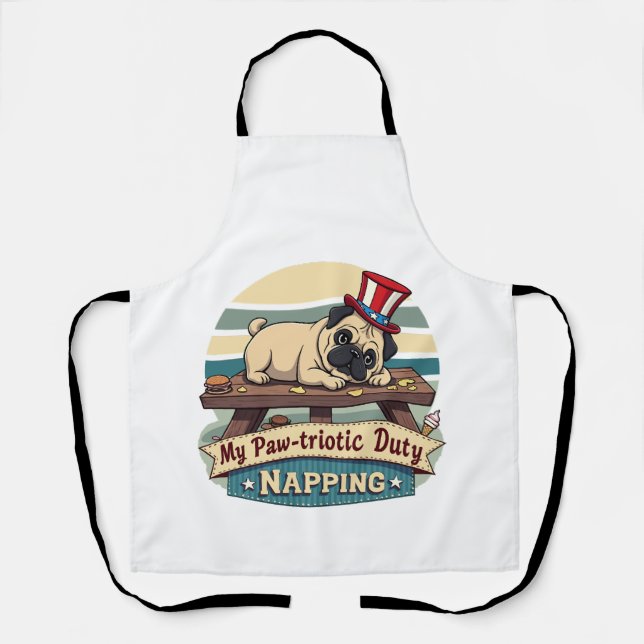 Pug Napping Apron (Front)
