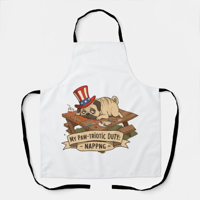 Pug Napping  Apron (Front)
