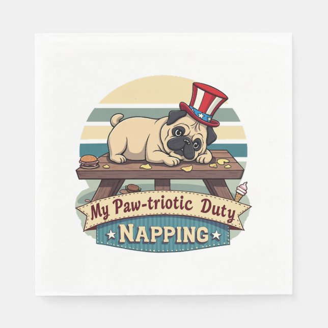 Pug Napping Napkins (Front)