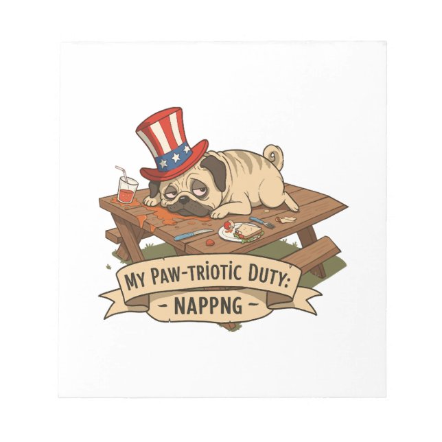Pug Napping  Notepad (Front)