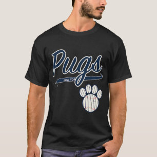 Pug NEW YORK Baseball Script T-Shirt