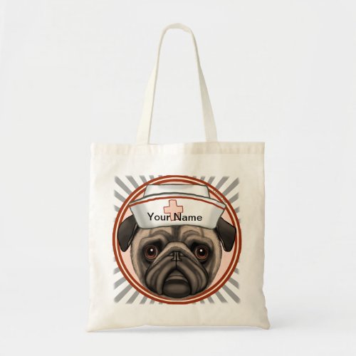 Pug Nurse custom name Tote Bag