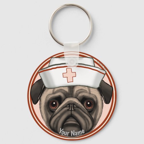 Pug Nurse  Keychain