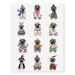 Pug of the Month Temporary Tattoos