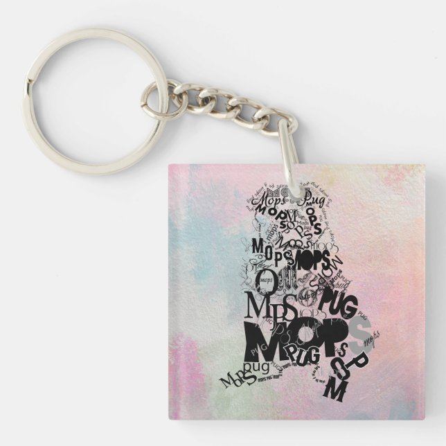 Pug of Type  Keychain (Front)
