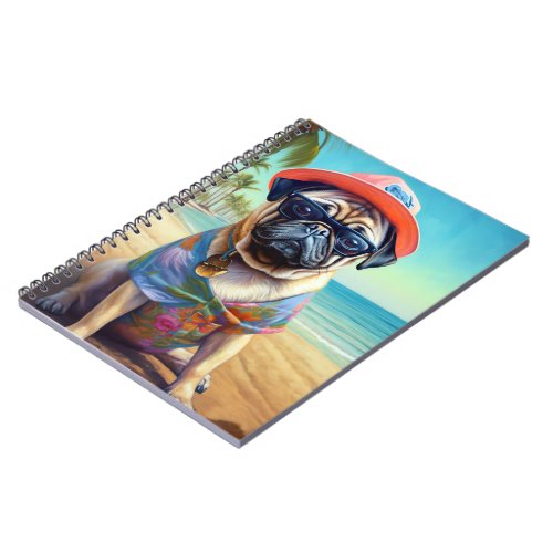 Pug on Beach summer gift for dog lover  Notebook