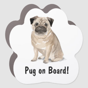 Pug on Board Car Bumper magnet