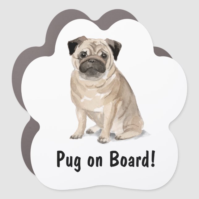 Pug on Board Car Bumper magnet (Front)