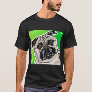 Pug on Green Background T-Shirt