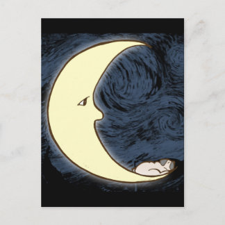 Pug on the Moon Postcard