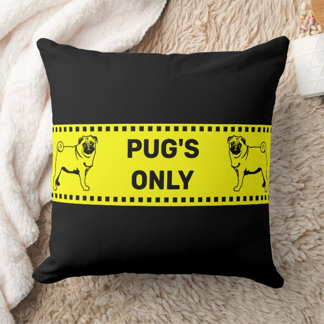 Pug Only | Black Dog Throw Pillow (Blanket)