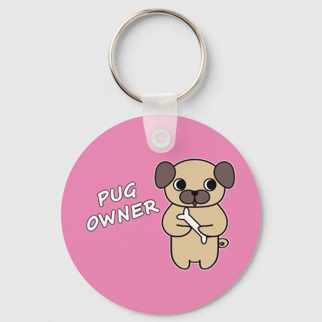 PUG OWNER -  Pink Keychain (Front)