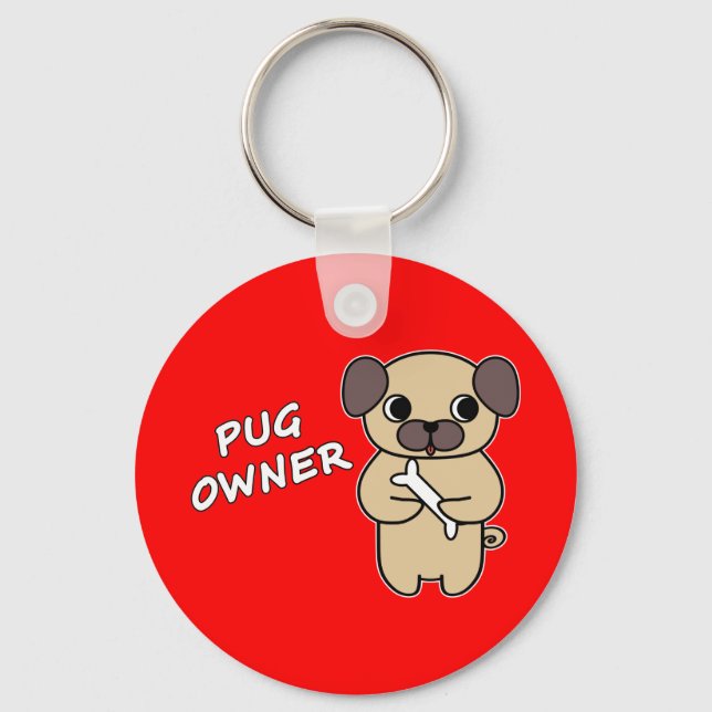 PUG OWNER -  Red Keychain (Front)