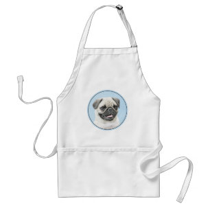 Pug Painting - Cute Original Dog Art Adult Apron
