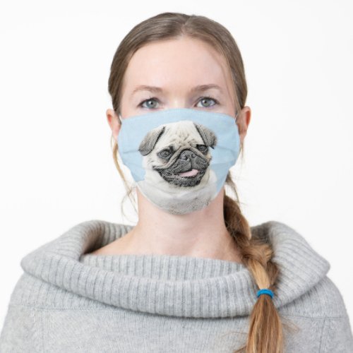 Pug Painting _ Cute Original Dog Art Adult Cloth Face Mask