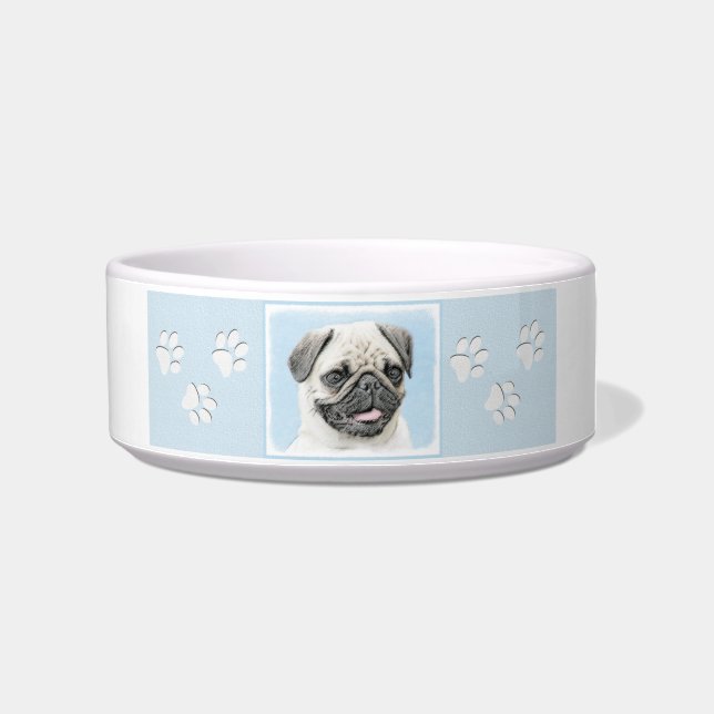Pug Painting - Cute Original Dog Art Bowl (Right)