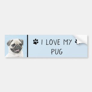 Pug Painting - Cute Original Dog Art Bumper Sticker