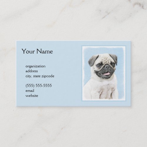 Pug Painting _ Cute Original Dog Art Business Card