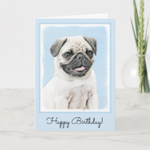 Pug Painting - Cute Original Dog Art Card