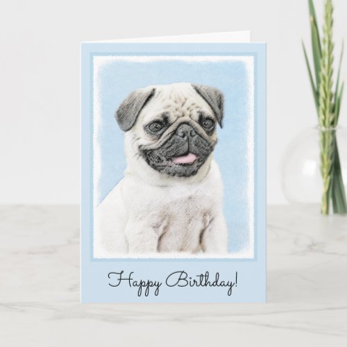 Pug Painting _ Cute Original Dog Art Card