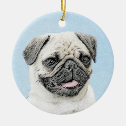 Pug Painting _ Cute Original Dog Art Ceramic Ornament