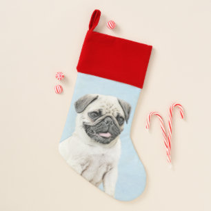 Pug Painting - Cute Original Dog Art Christmas Stocking