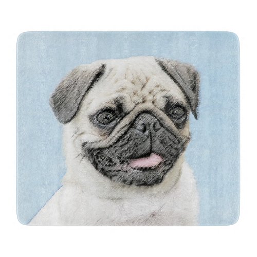 Pug Painting _ Cute Original Dog Art Cutting Board