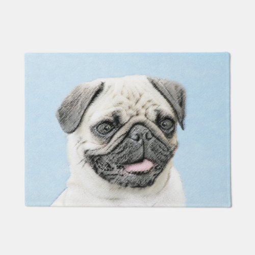 Pug Painting _ Cute Original Dog Art Doormat