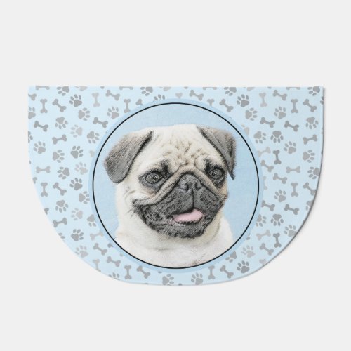 Pug Painting _ Cute Original Dog Art Doormat